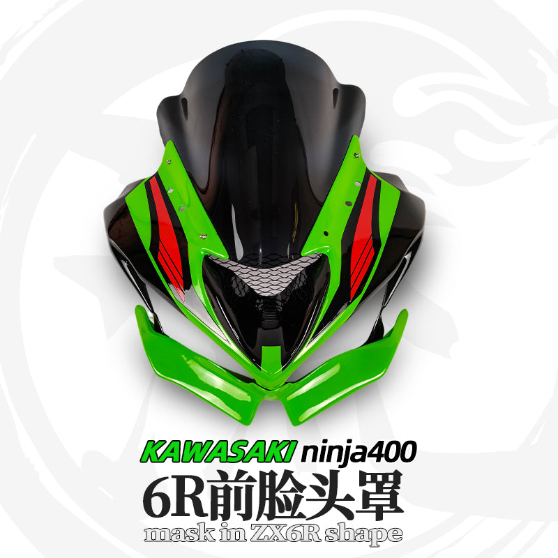 For Kawasaki Ninja400 modified in ZX6R style Front fairing with Racing windshield | Fits 2018+