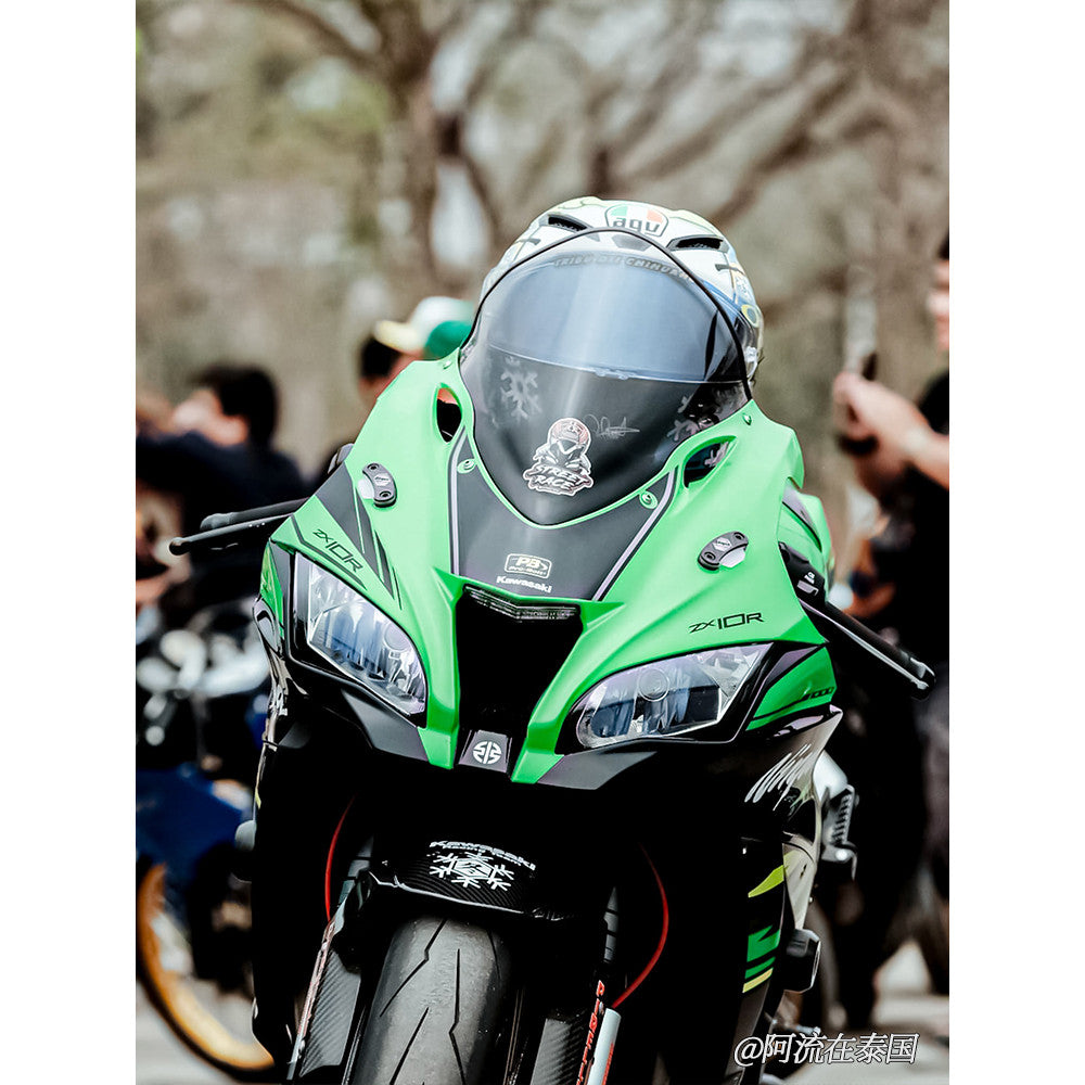 For Kawasaki ZX4R/6R/10R/ninja Carbon Mirror Block Integrated turn signals