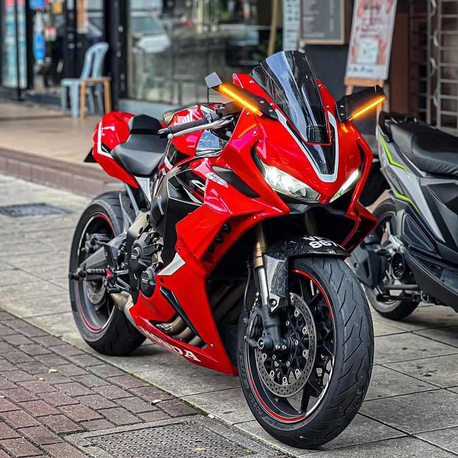 For Honda CBR650R 2019-2024 Mirror Winglets with Integrated LED Turn Signals|High-Quality Dry Carbon