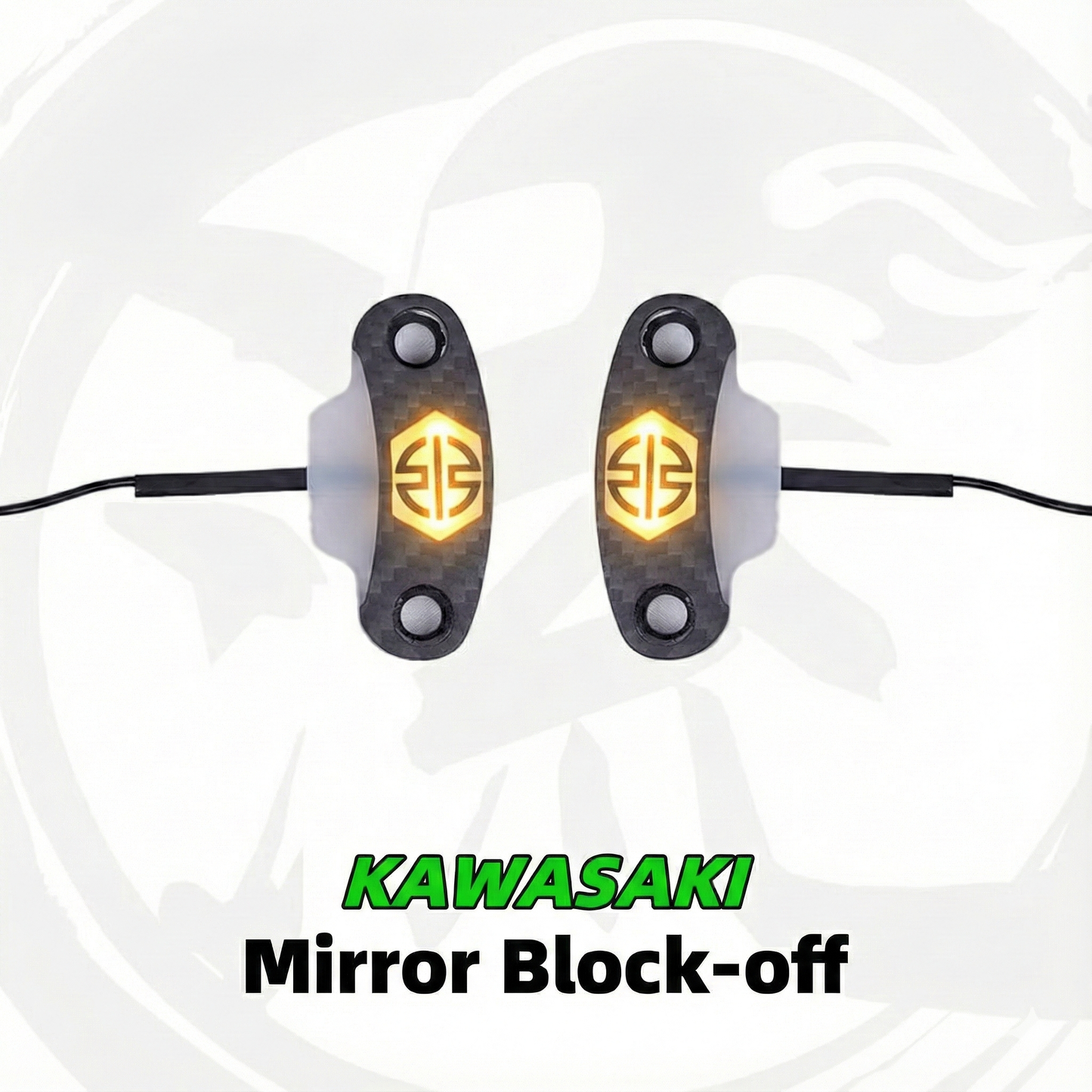 For Kawasaki ZX4R/6R/10R/ninja Carbon Mirror Block Integrated turn signals