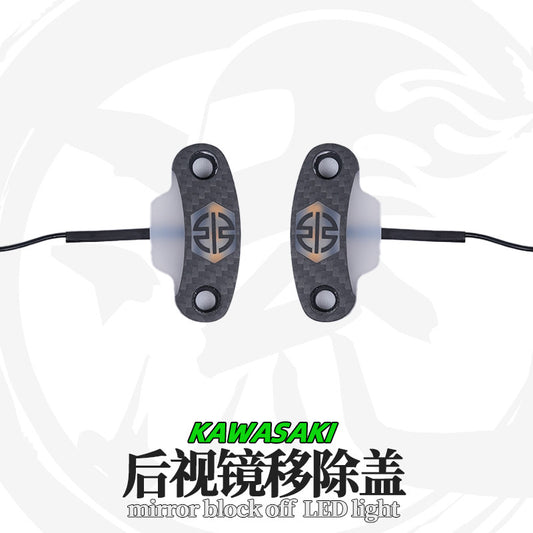 For Kawasaki ZX4R/6R/10R/ninja Carbon Mirror Block Integrated turn signals