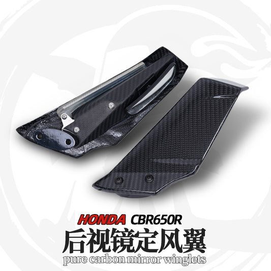 For Honda CBR650R 2019-2024 Mirror Winglets with Integrated LED Turn Signals｜High-Quality Dry Carbon